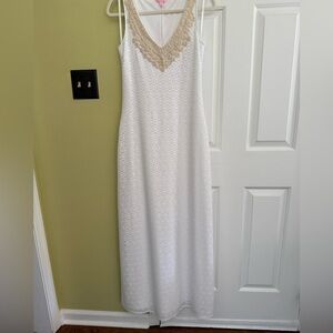 Lilly Pulitzer White Maxi Dress with Lace Trim